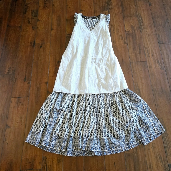 Tory Burch Amita Appliquéd Printed Cotton V-Neck Sleeveless Maxi Dress In Multi - Picture 10 of 16